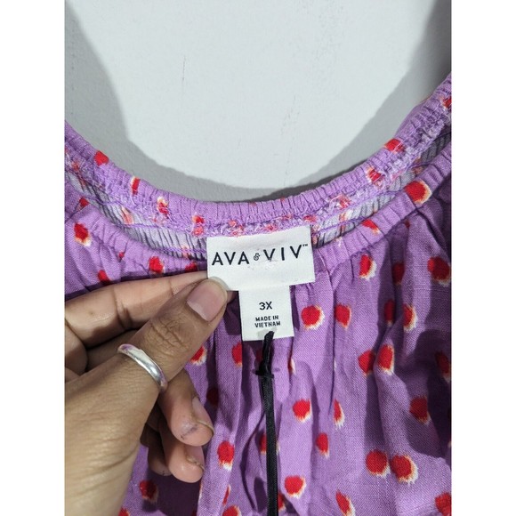 NWT‎ Ava & Viv Lavender Polka Dot Ruffle Trim Midi Dress Women Plus Size 3X - Picture 6 of 7